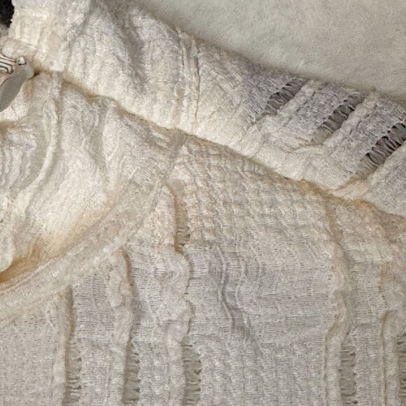 A0016 Max Studio London Womens Textured Ivory Long Sleeve Top S  NWT - Picture 6 of 10